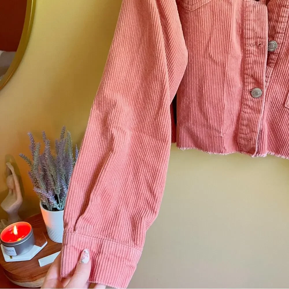 Forever 21 Pink Cropped Corduroy Jacket Y2K Size Small - Picture 5 of 6